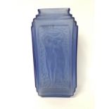 A large blue Art Deco vase, approximately 36cm tal