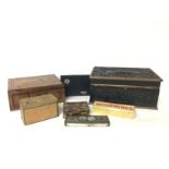 Wooden boxes, vintage tin cigarette cases & Wills