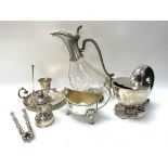 A box of mixed silver plated items or include a Vi