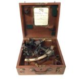 Heath and co new Eltham mahogany boxed sextant, 27