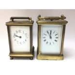 2 gilt cased carriage clocks, 11.5/12cm (D).
