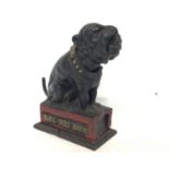 Vintage iron Bull dog bank, approximately 17cm tal