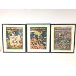 Framed vintage Mickey Mouse comics, postage cat d