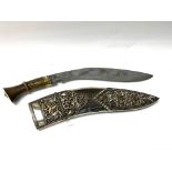 A white metal mounted Gurkha Kukri knife and scabb