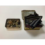 Two tins of mixed medals, ribbons etc. (B)