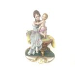 Capodimonte mother and baby figure, 19cm tall. Pos