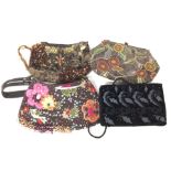 Four unusual decorated ladies handbags and a colle