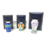 Boxed Moorcroft enamels consisting of Blue Trees,