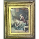 James Jackson Curnock, 1839-1891, Gilt framed watercolour painting of a mother and sleeping child.