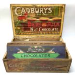 2 vintage wooden sweet boxes (Cadburys & Murrays).