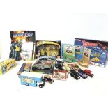 A collection of various toys including Star Wars action master, Robocop, Matchbox Thunderbirds,