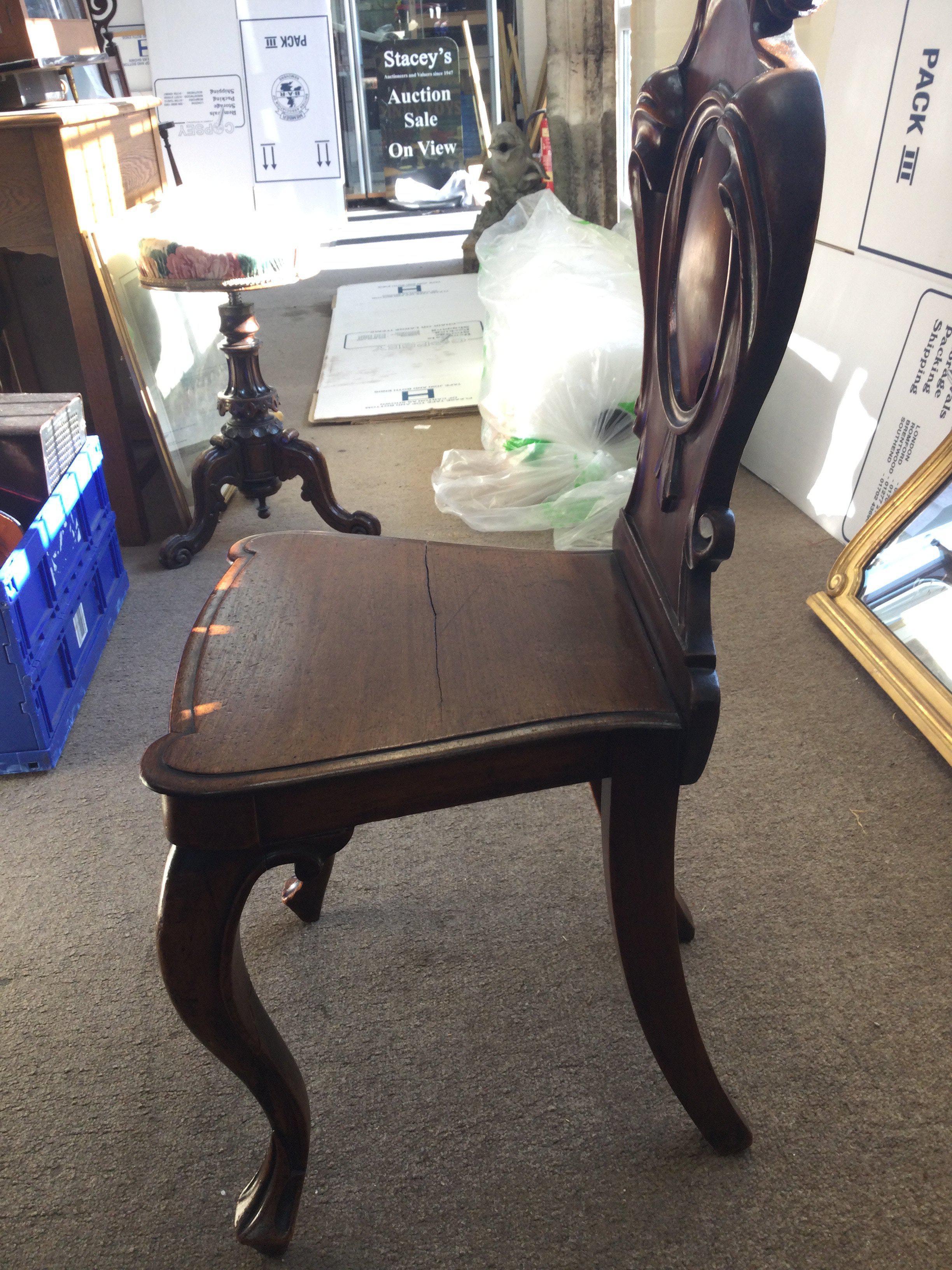 A Victorian Mahogany hall chair, in need of restor - Image 8 of 8