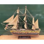 A large Scratch built model of the H.M.S Bounty, 135cm x 110cm.