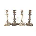 Two pairs of Victorian Sheffield plated candlestic