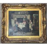 J. Wells Smith, 1870-75, large gilt framed oil on canvas titled 'His First Wages'Â. 85cm x 67cm.