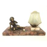 1930s Art Deco small table lamp seated gilt bronze