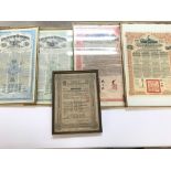 Collection of five various framed bonds. Postage D