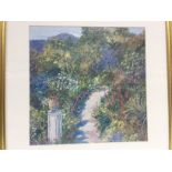 Two framed prints of Tuscany by John Horsewell together with a print titled 'Gardens of Falaise'