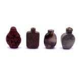 4 good early 20thC Chinese snuff bottles to includ