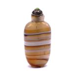 A small polished banded agate snuff bottle. 5.6cm.