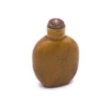 A Chinese yellow crackle glazed snuff bottle with