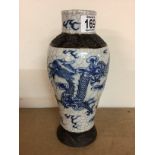 A Chinese crackle glaze vase decorated with dragon