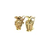 9ct gold miniature jugs total weight 18.2g. Postag