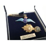 Three pins including a RAF pin, Royal Fusiliers pi