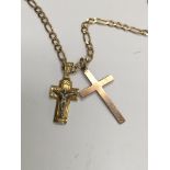 A 9ct gold chain with two cross pendants 10.5 gram