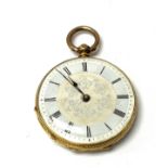 An 18ct gold cased open faced pocket watch, . Not