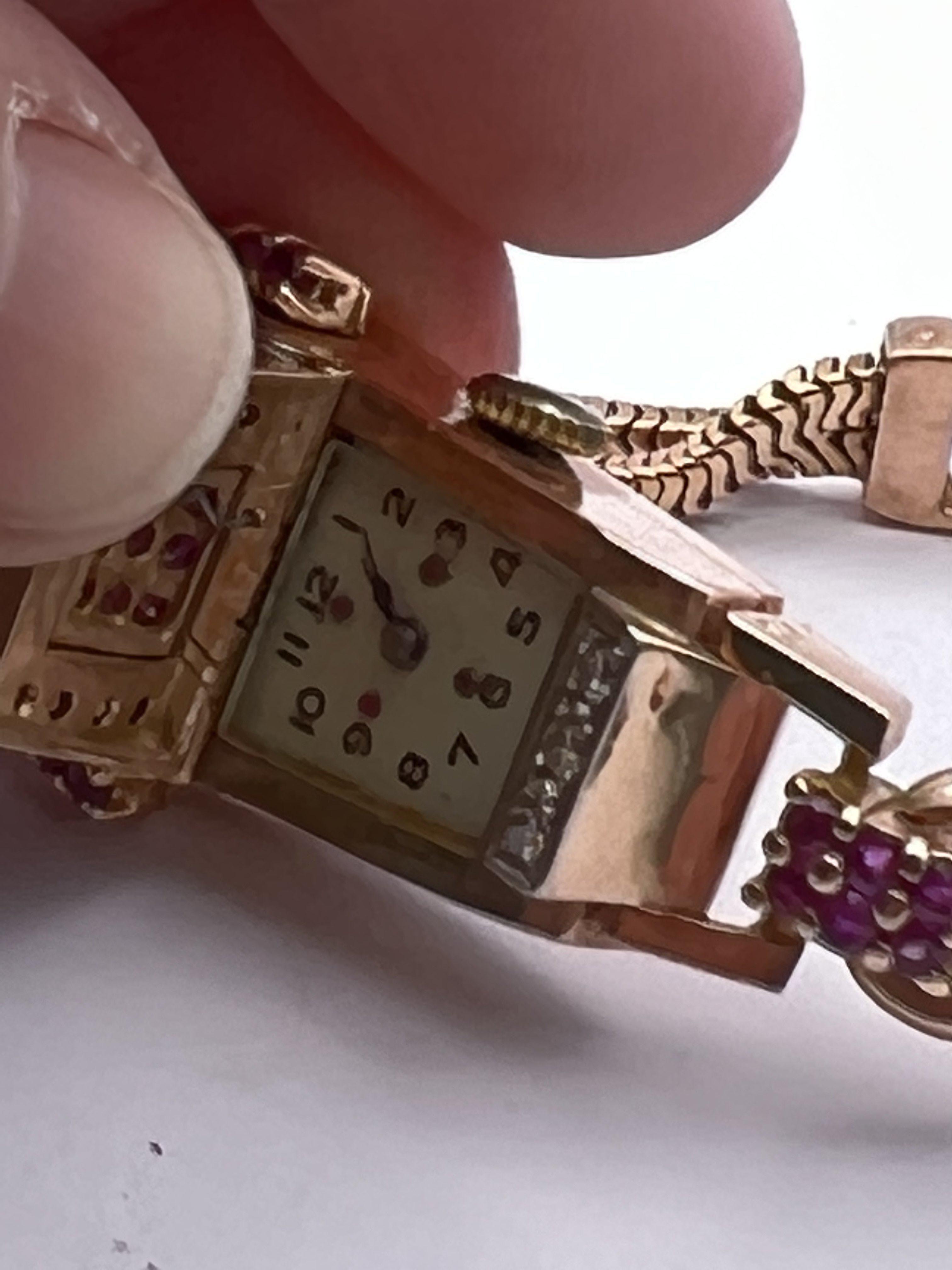An American Art Deco 14K yellow gold ruby and diam - Image 3 of 4