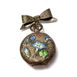A small 14ct gold outer cased fob watch with ename