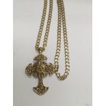 A 9 ct gold chain with attached cross pendant