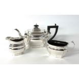 A 3 piece hallmarked silver teaset with marks for