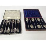 2 cases of 6 Hallmarked silver spoons