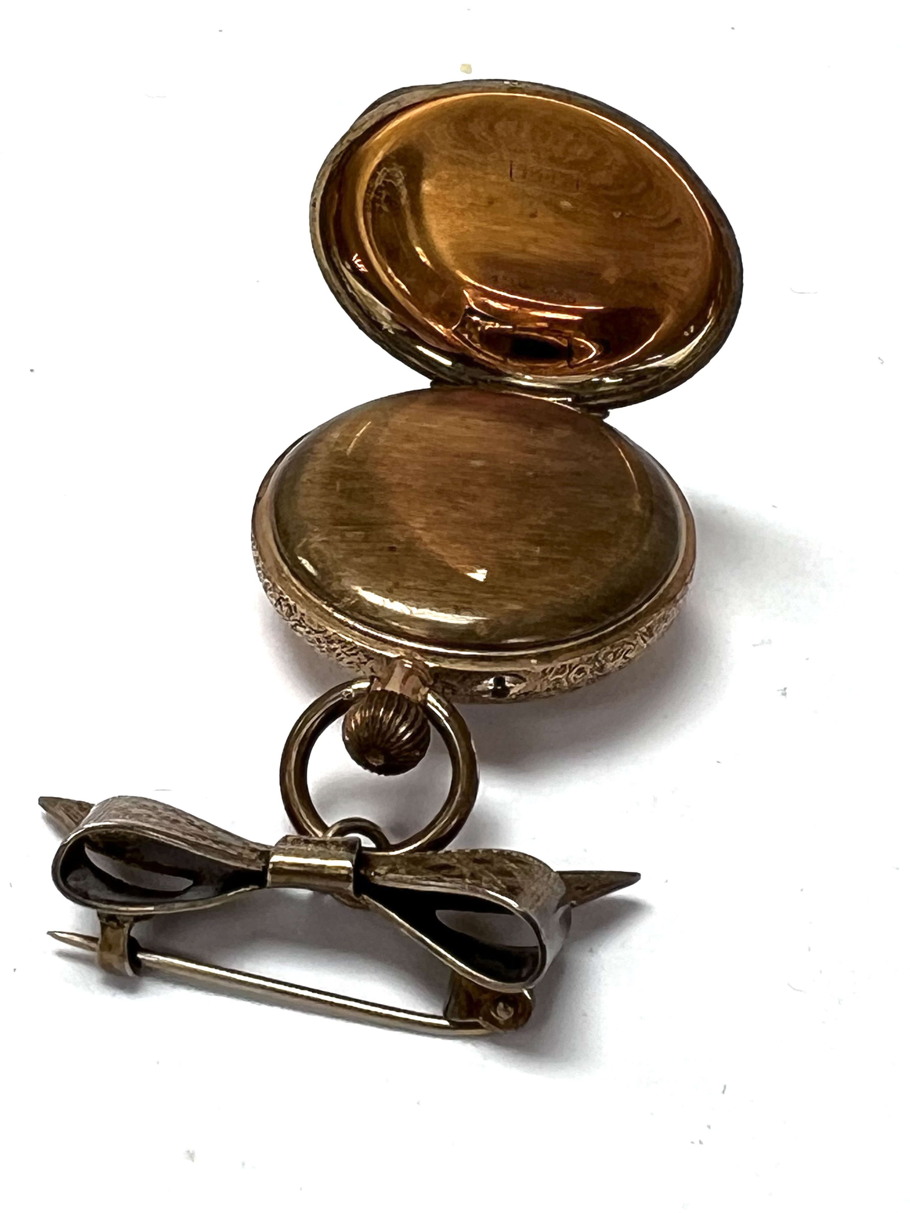 A small 14ct gold outer cased fob watch with ename - Image 3 of 3