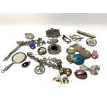 A mixed collection of vintage silver jewellery etc