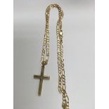 A 9 ct gold necklace with attached pendant cross .