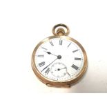 A 14ct gold pocket watch. Winds and runs approxima