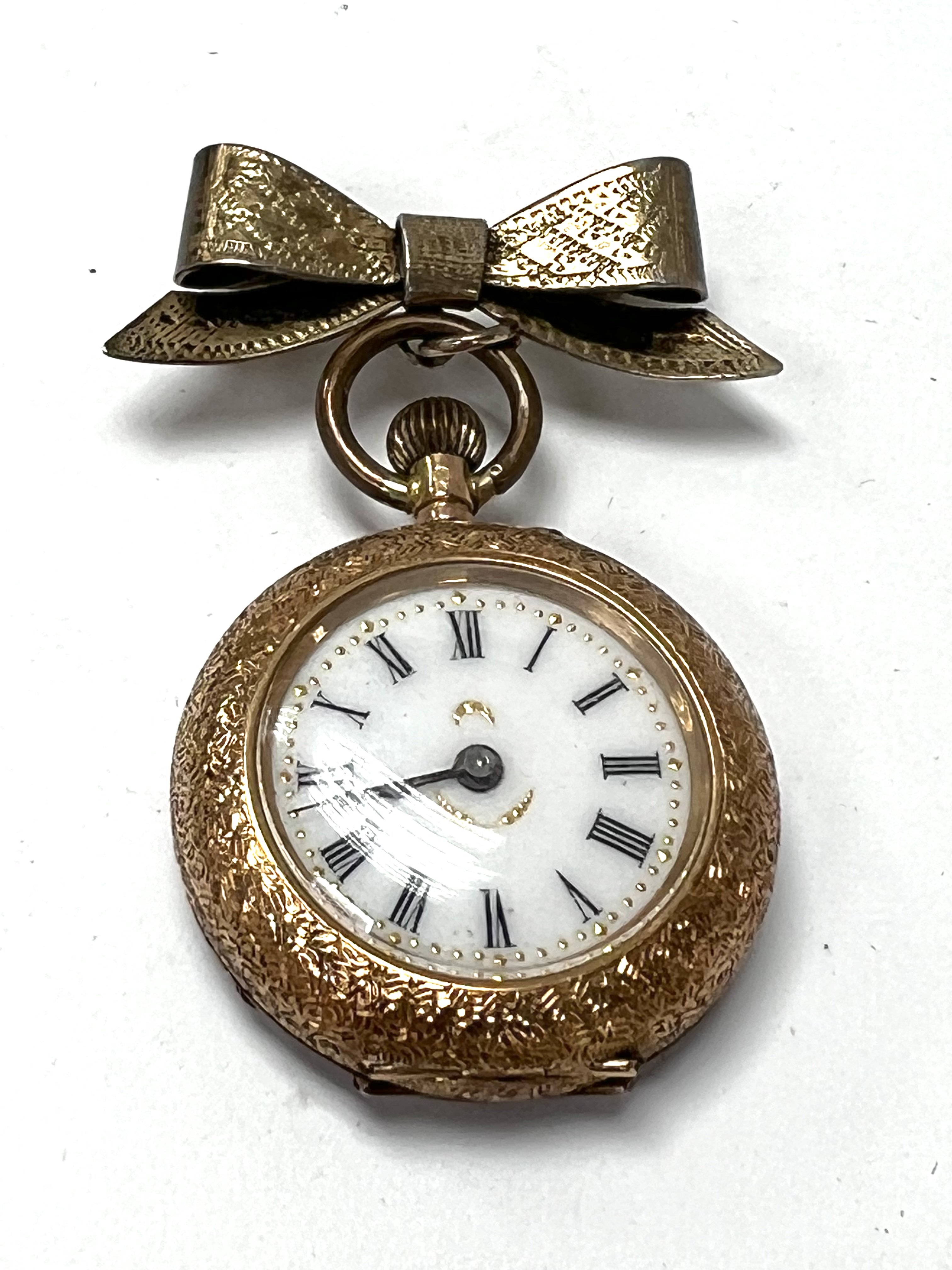 A small 14ct gold outer cased fob watch with ename - Image 2 of 3