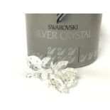 Boxed Swarovski silver crystal rose, postage cat d