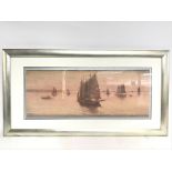 A framed water colour depicting Japanese junk ship