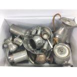 A box of pewter items. Shipping category D.