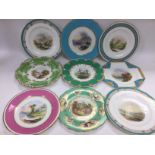 A collection of 17 Victotain hand painted plates c