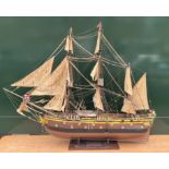 A large Scratch built model of the H.M.S Bounty, 1