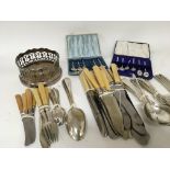 A collection of silver plated cutlery a cased set