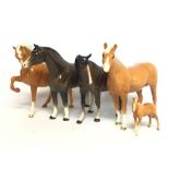 Porcelain Bewick horses and other, postage cat D
