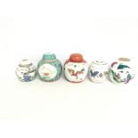 Five ceramic modern design Chinese ginger jars wit