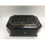 A Chinese lacquered sewing box, approx 27cm x 20cm