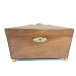 Antique mahogany box with brass handle and escutch